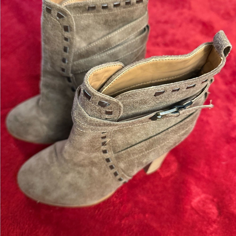 VENUS Taupe Ankle Boots with Strap Detail